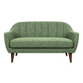 Mid-Century Modern Green Sofa with Wooden Legs