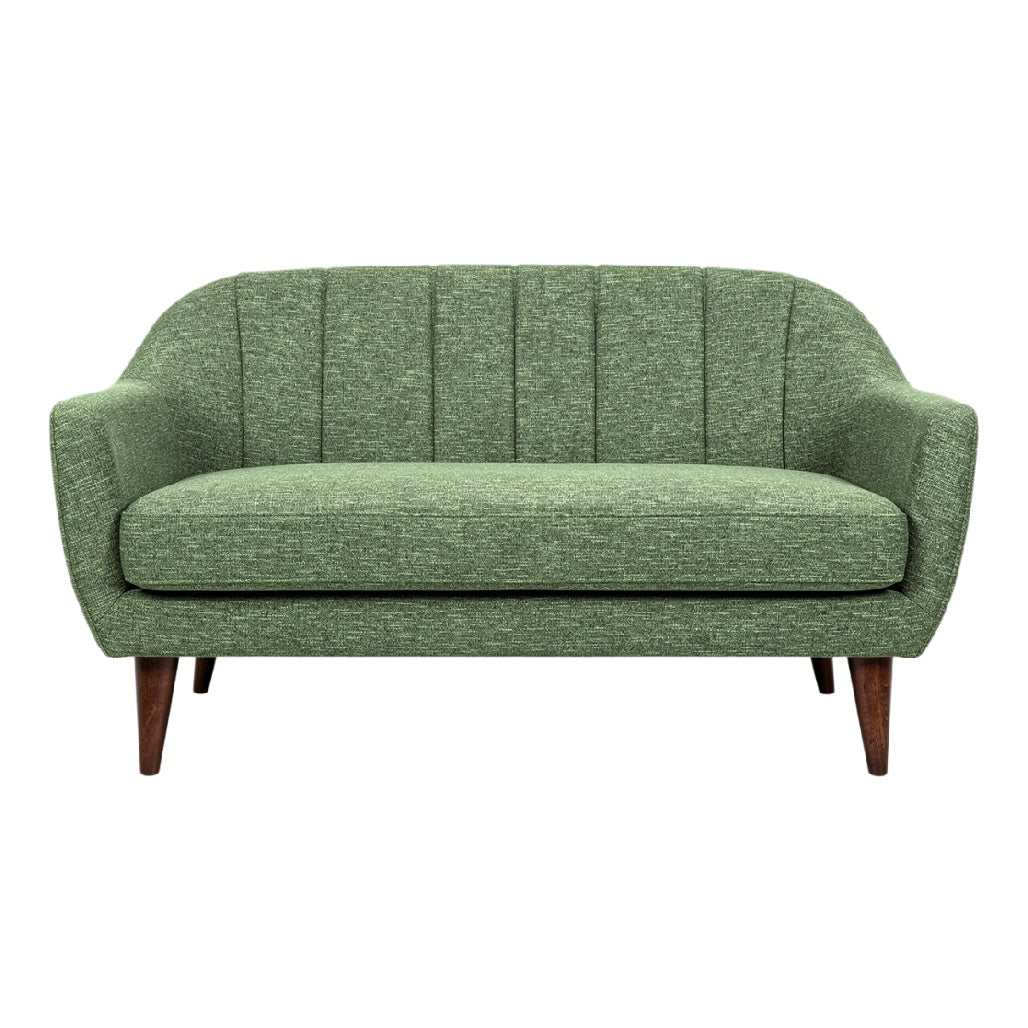 Mid-Century Modern Green Sofa with Wooden Legs