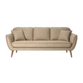 Mid-Century Modern Beige Sofa with Cushions