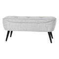 "Modern Gray Fabric Storage Ottoman with Black Legs"