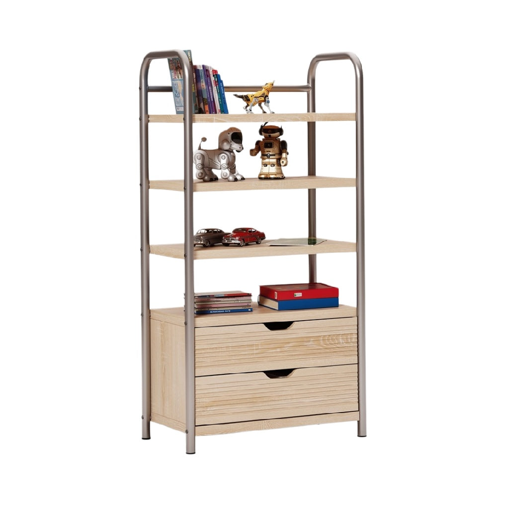 Modern Multi-Shelf Storage Unit with Drawers