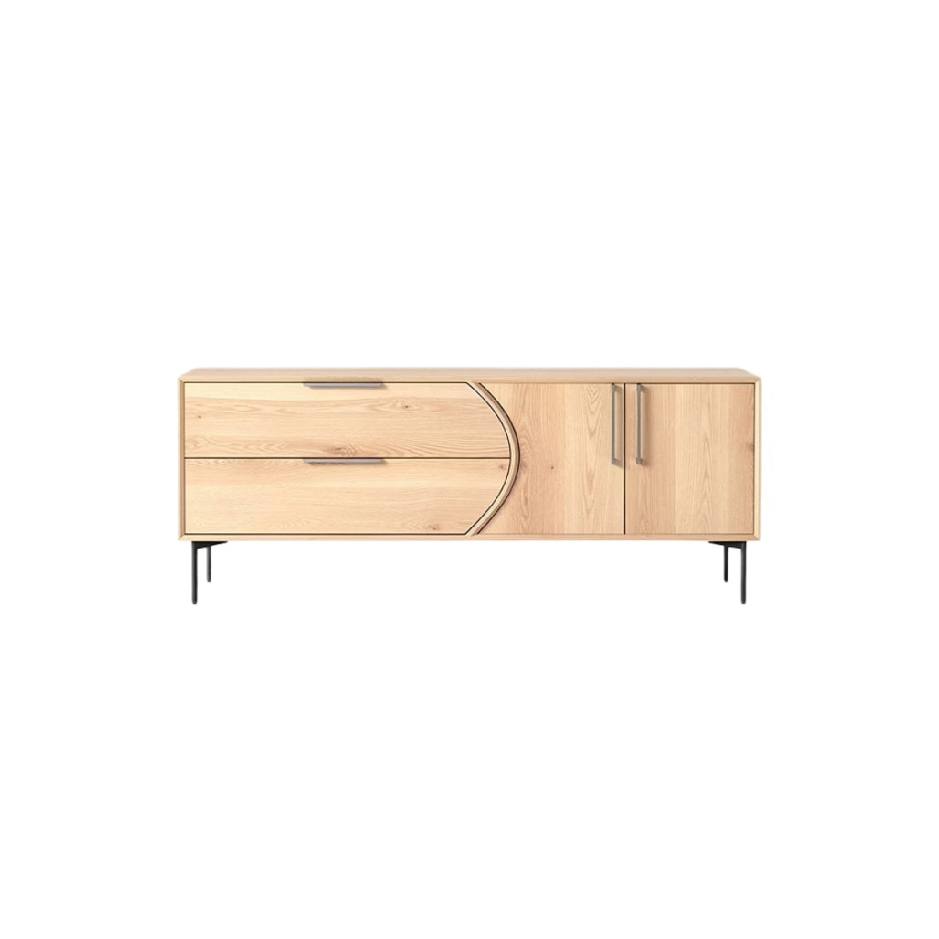 Modern Wooden Sideboard with Curved Design and Metal Legs